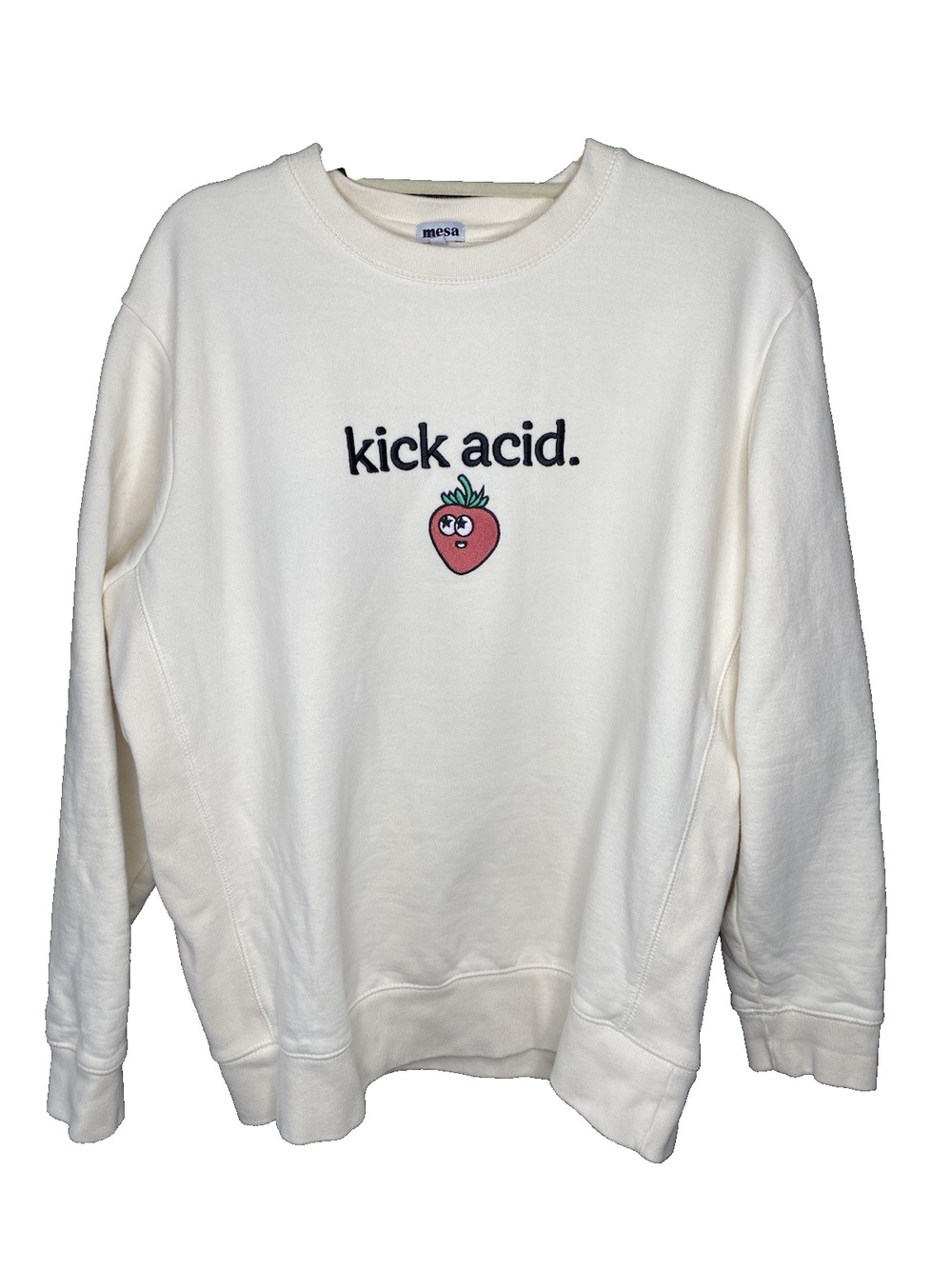 Mesa Wonderbelly Sweater Adult Large Kick Acid Strawberry Crew Neck Sweatshirt